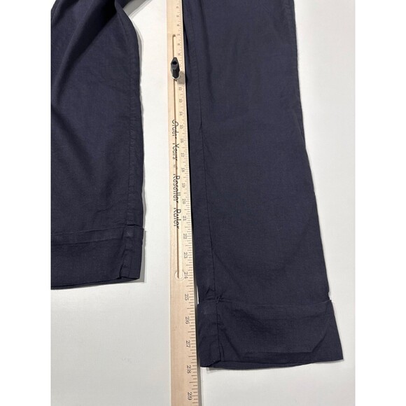 Eileen Fisher Navy Blue Stretch Linen Blend Ankle Cuffed Pants Women's Size S - Picture 7 of 8